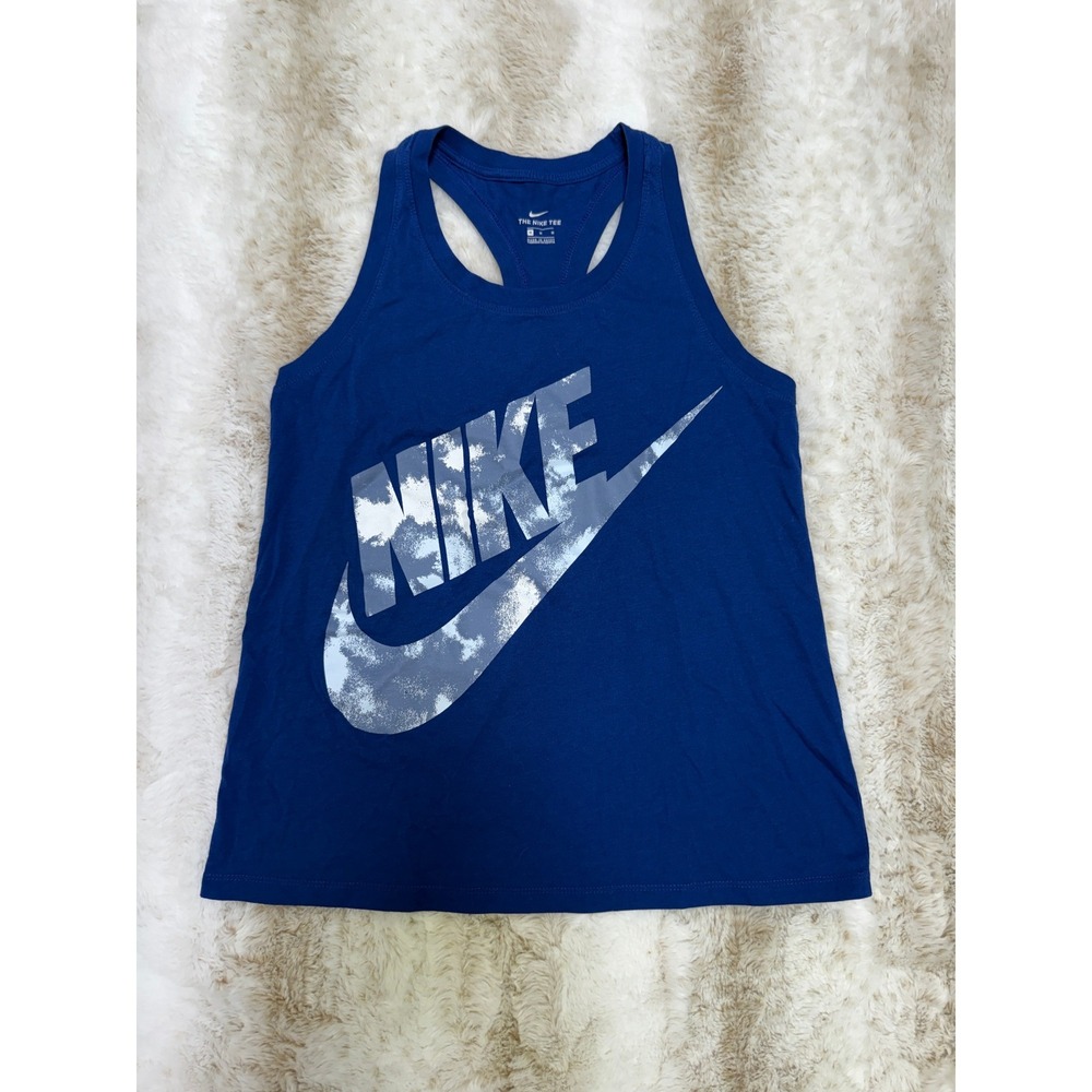 Nike Tank Top Women Medium Blue Racerback Graphic Logo